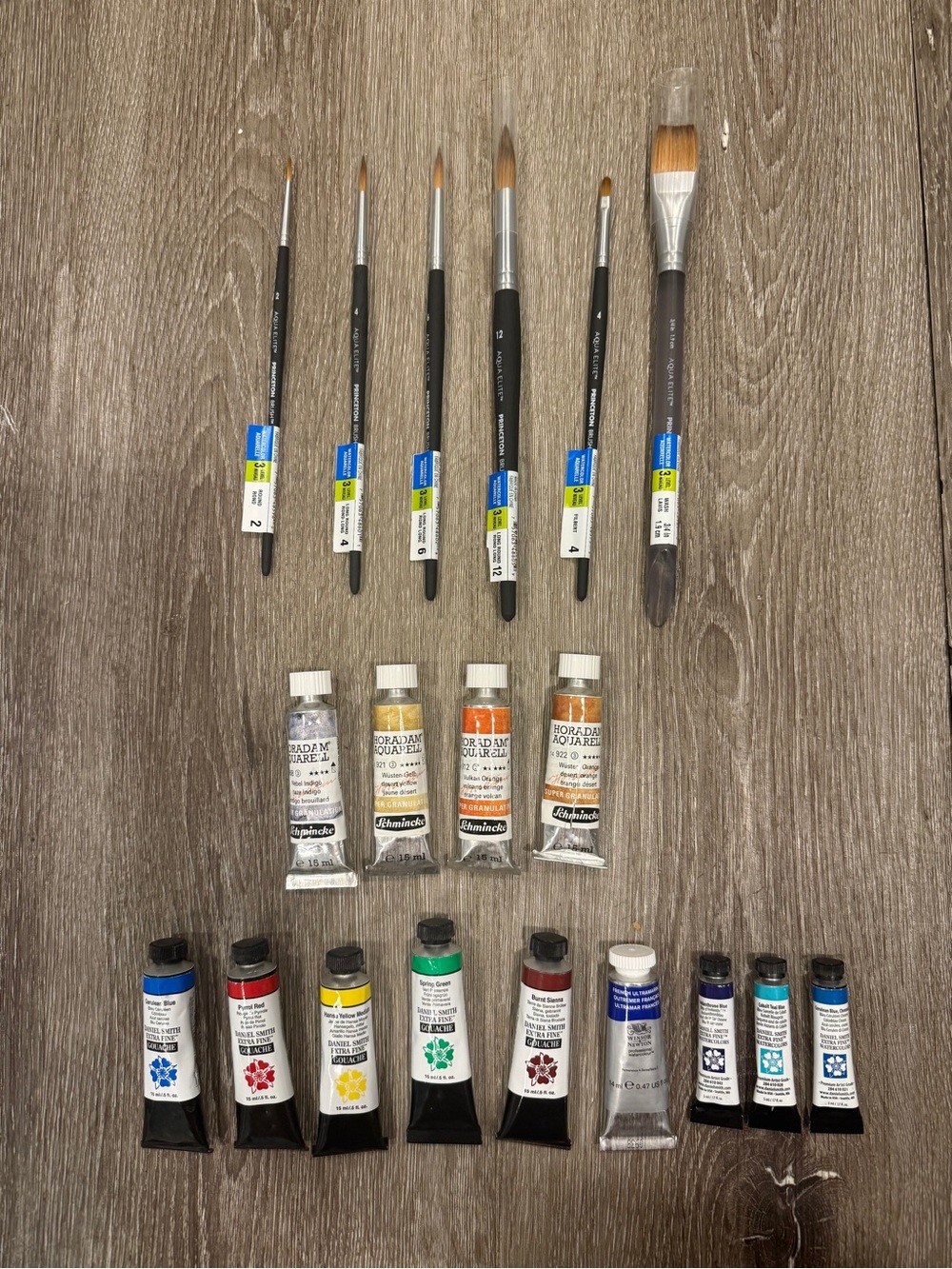 Daniel Smith and Horadam AQUARELL Watercolor Paint Tubes with Paintbrushes